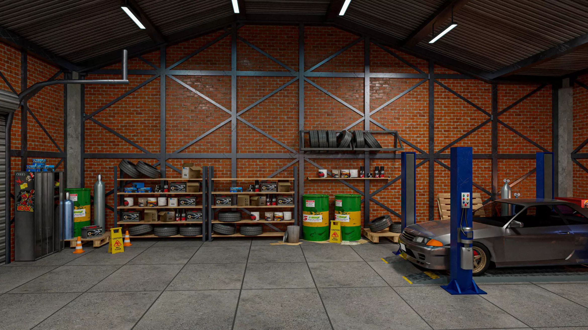 Auto Garage Repair Workshop Low-poly 3D model Low-poly 3D model_5