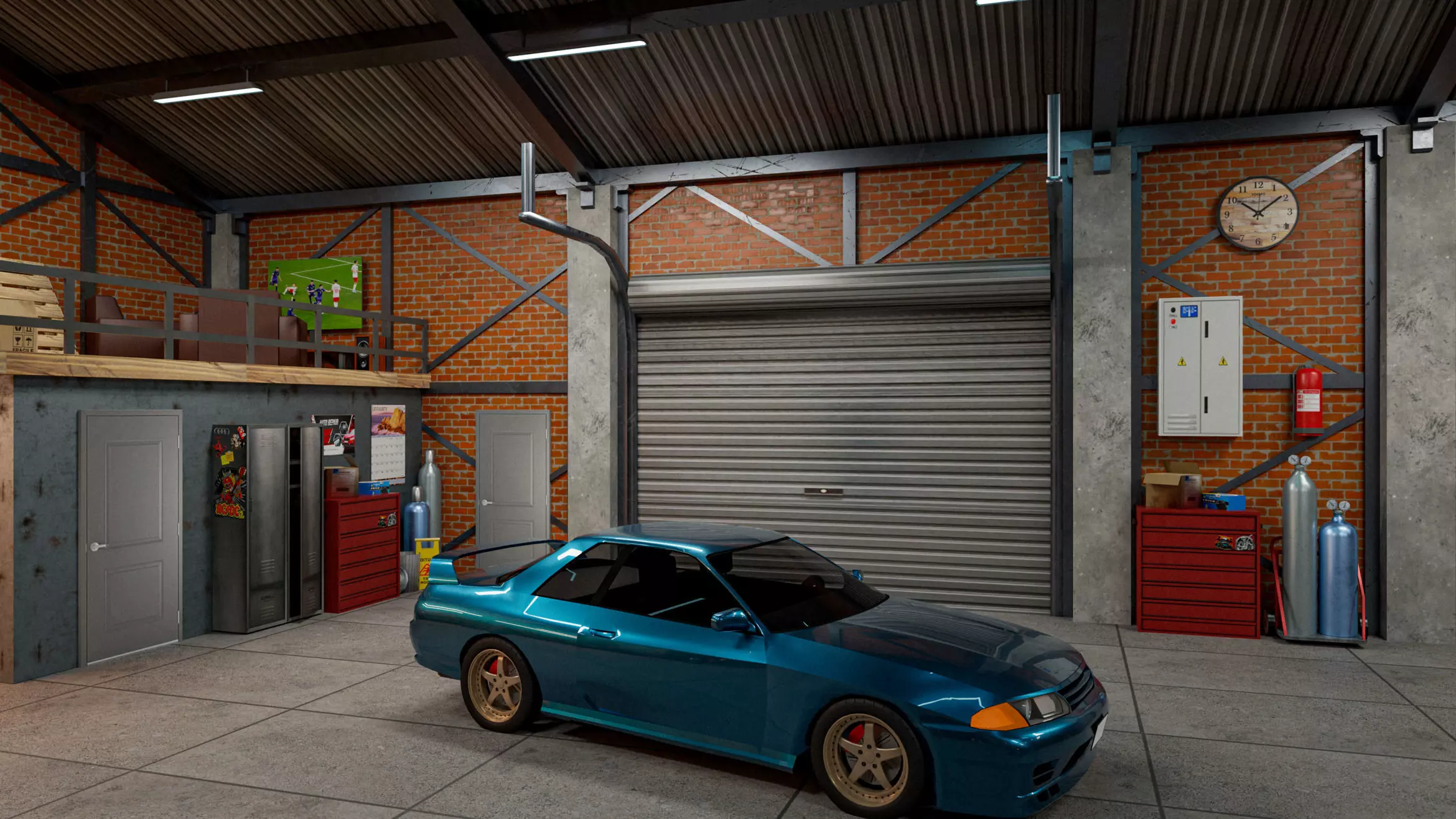 Auto Garage Repair Workshop Low-poly 3D model Low-poly 3D model_7