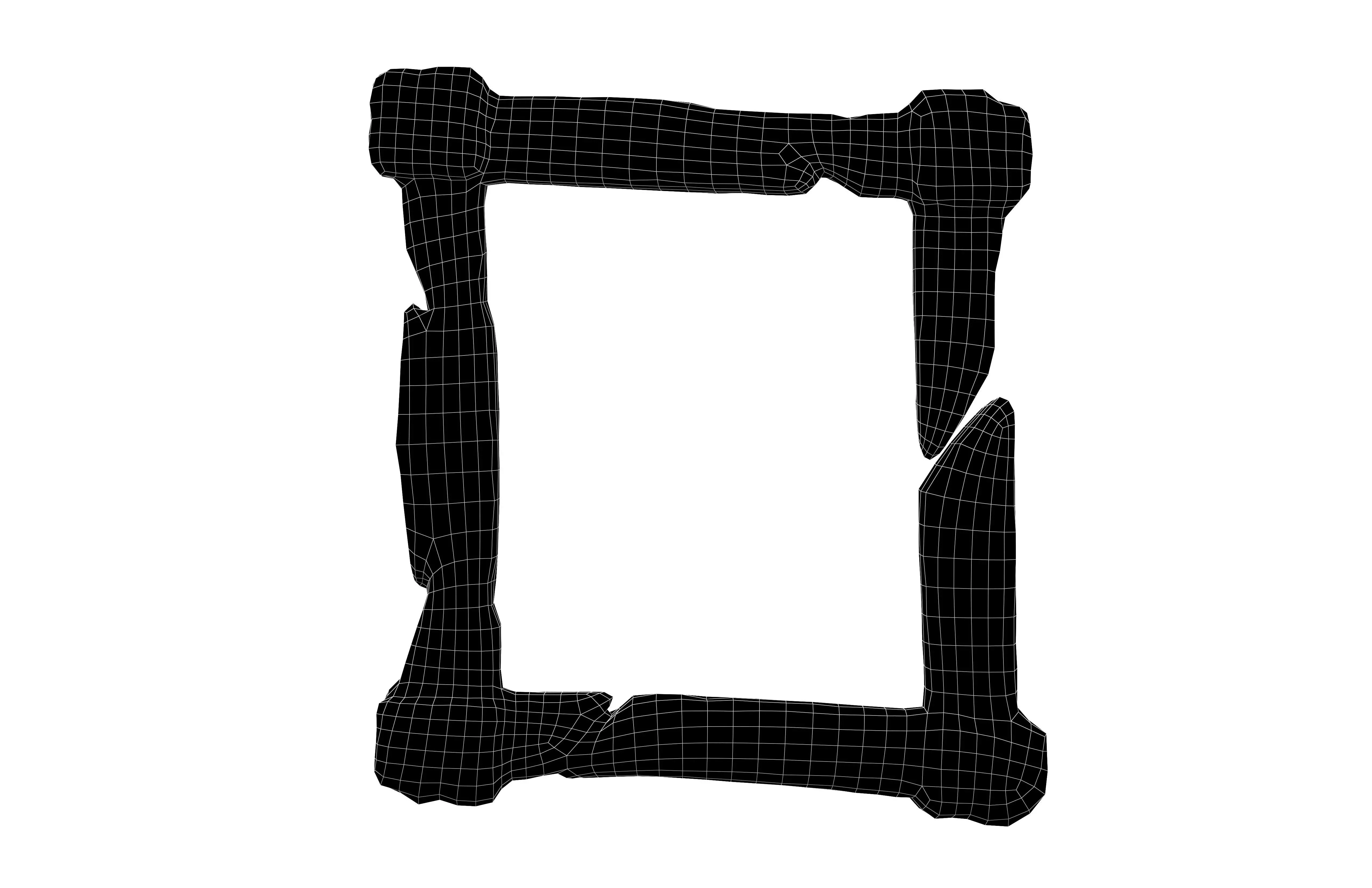 Wooden Frame v1 001 Low-poly 3D model_5