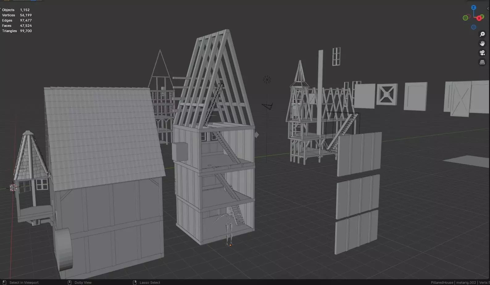 Medieval Town Square 3D model_4