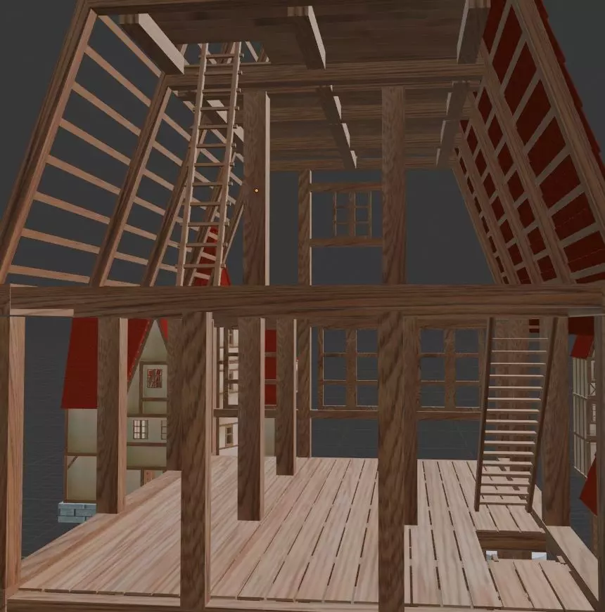 Medieval Town Square 3D model_0