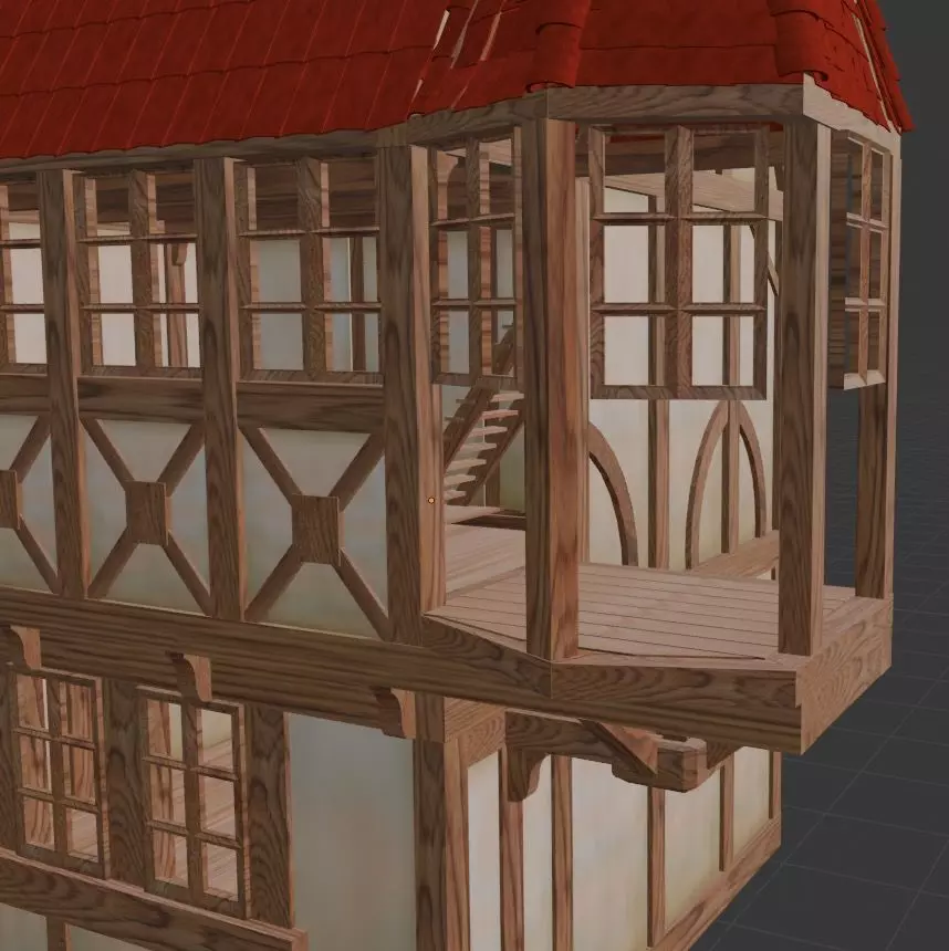 Medieval Town Square 3D model_1