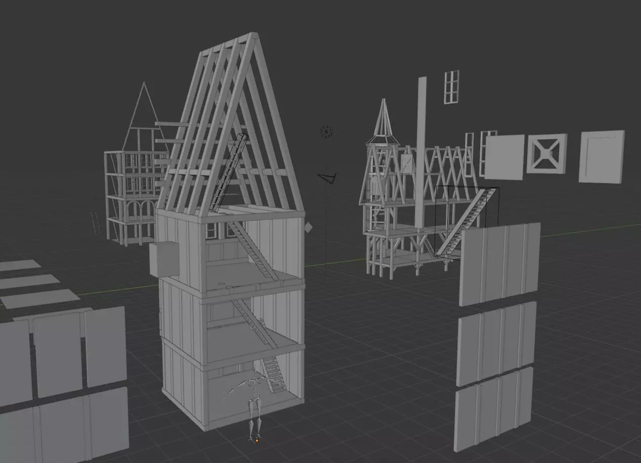 Medieval Town Square 3D model_3