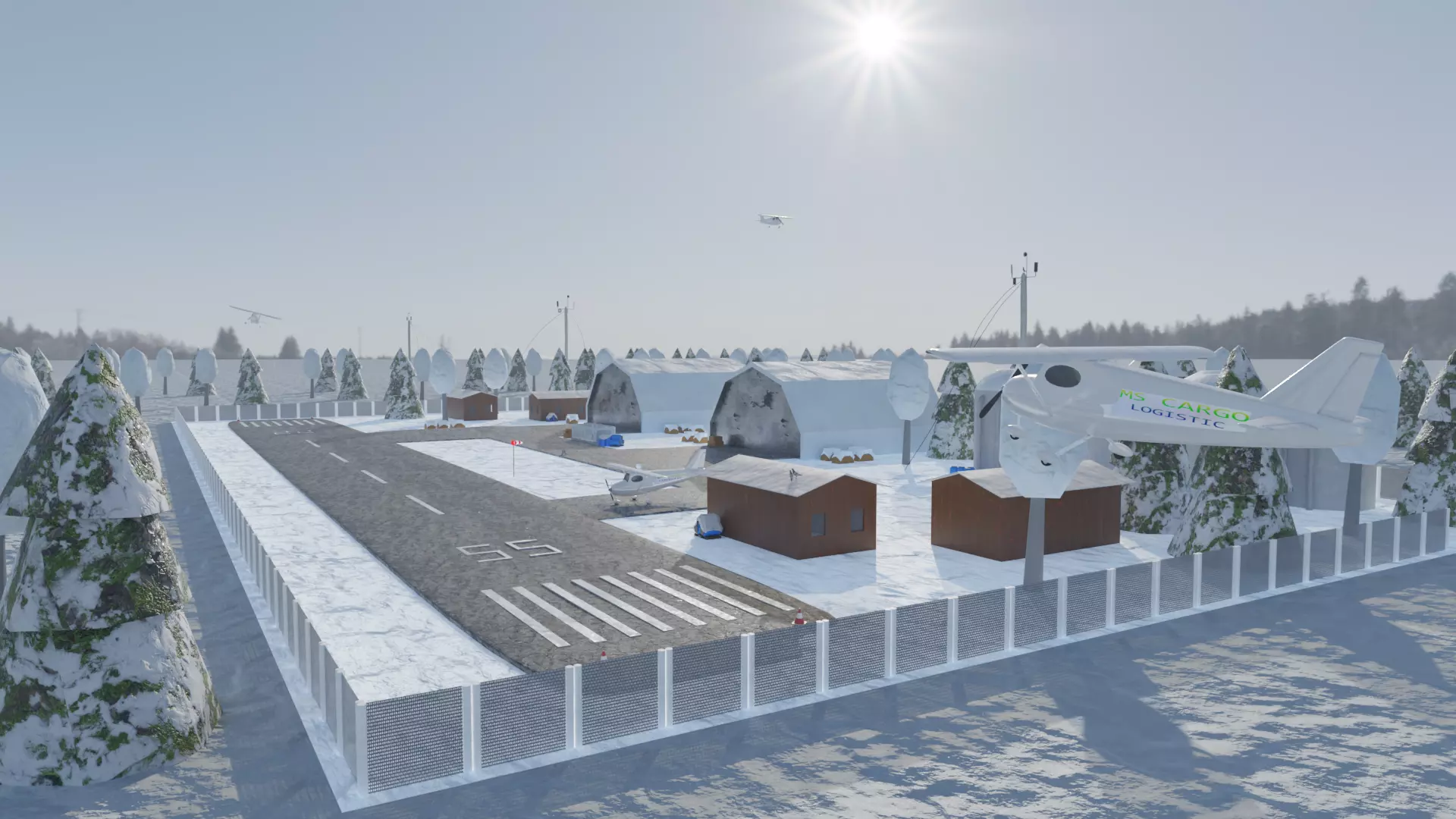 Winter Airfield Free low-poly 3D model