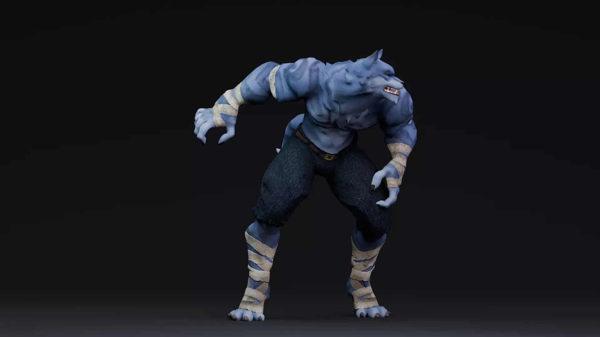 Halloween Characters - Werewolf  Low-poly 3D model_5