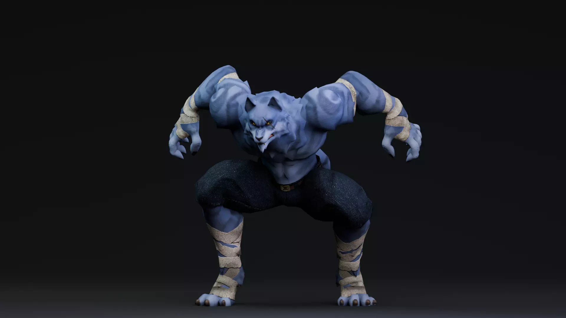 Halloween Characters - Werewolf  Low-poly 3D model_1