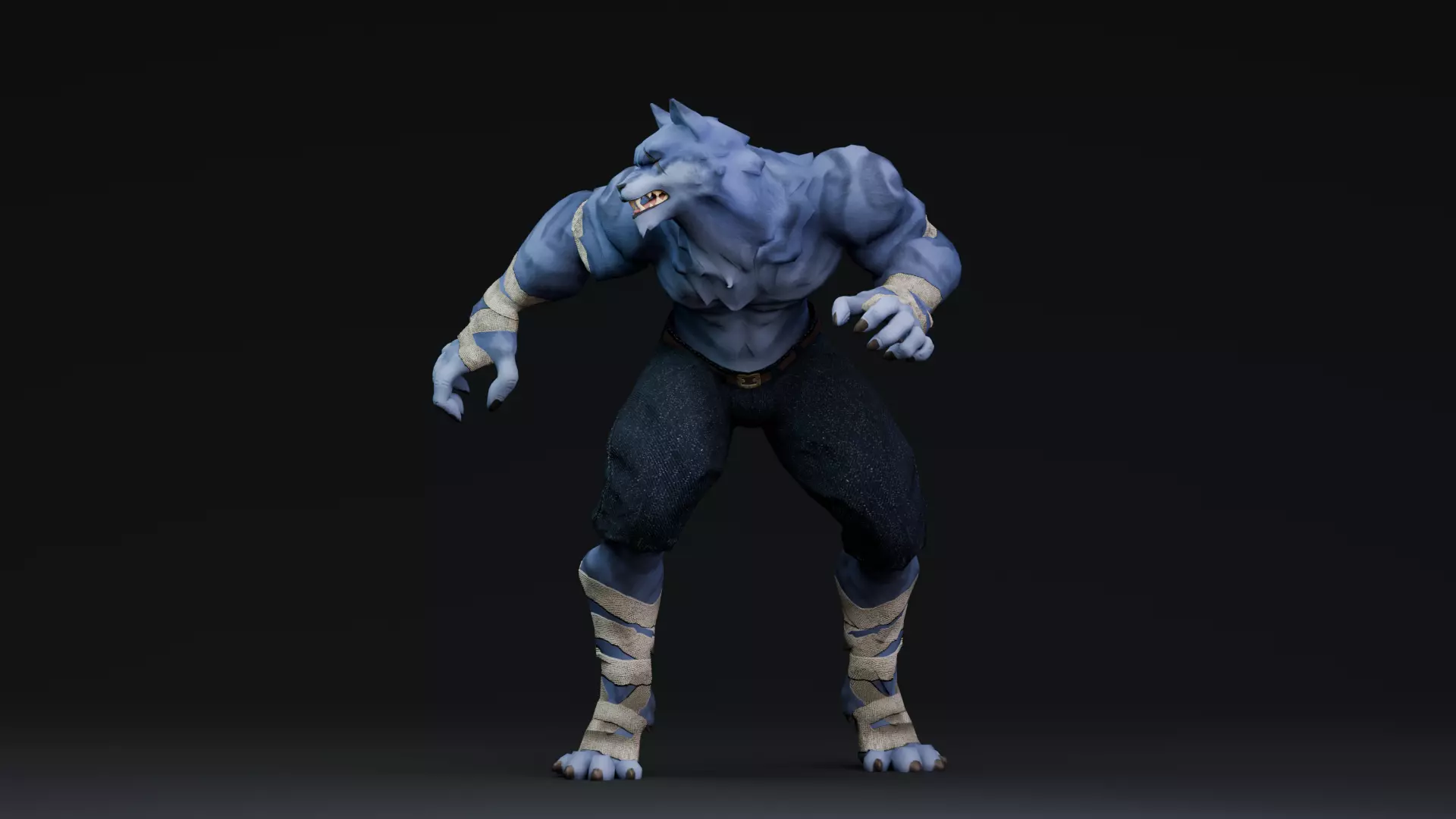 Halloween Characters - Werewolf  Low-poly 3D model_4