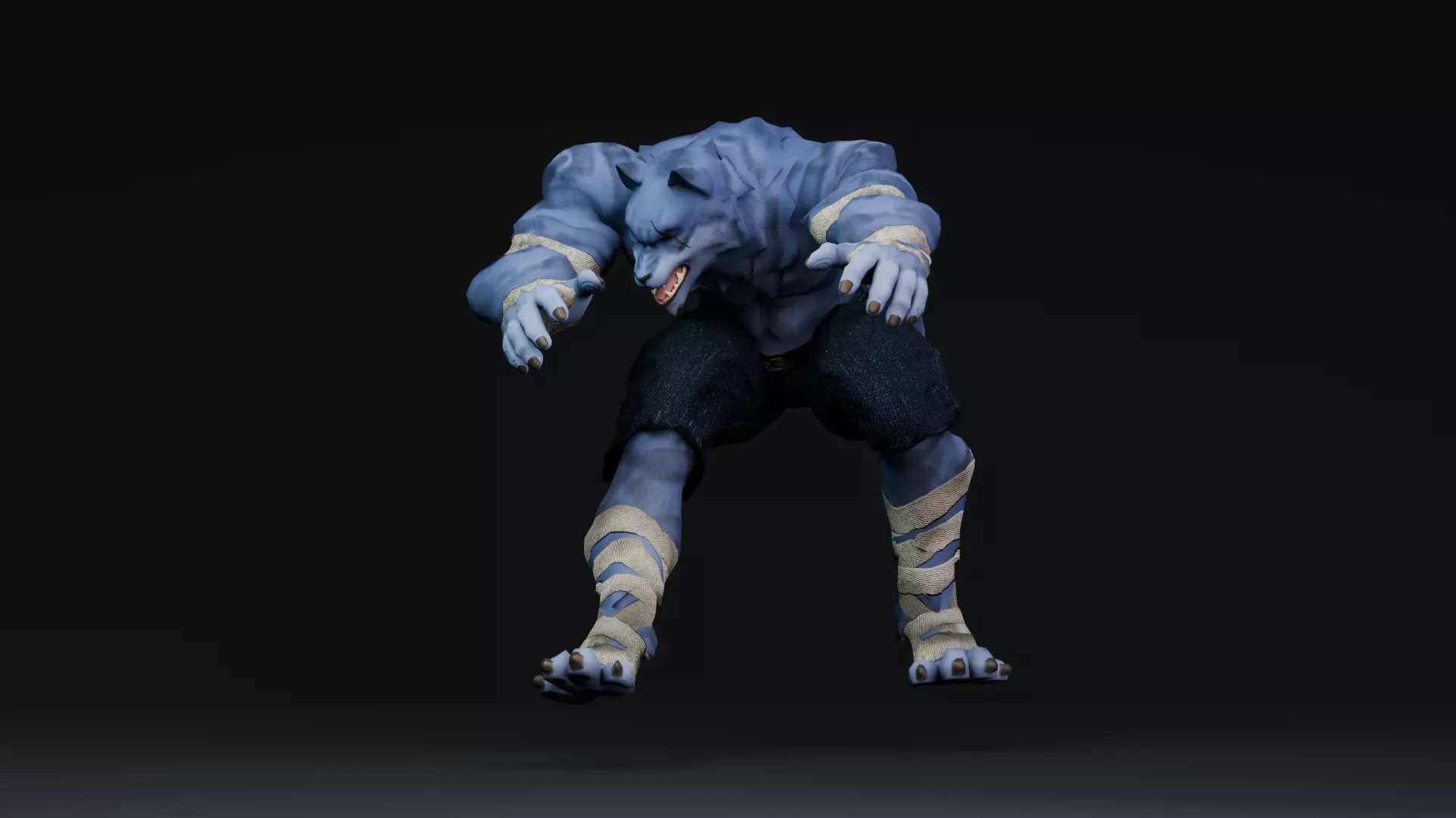 Halloween Characters - Werewolf  Low-poly 3D model_12