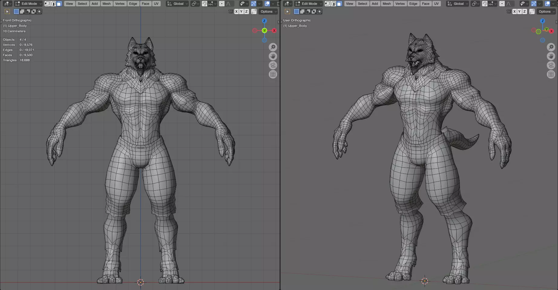 Halloween Characters - Werewolf  Low-poly 3D model_16