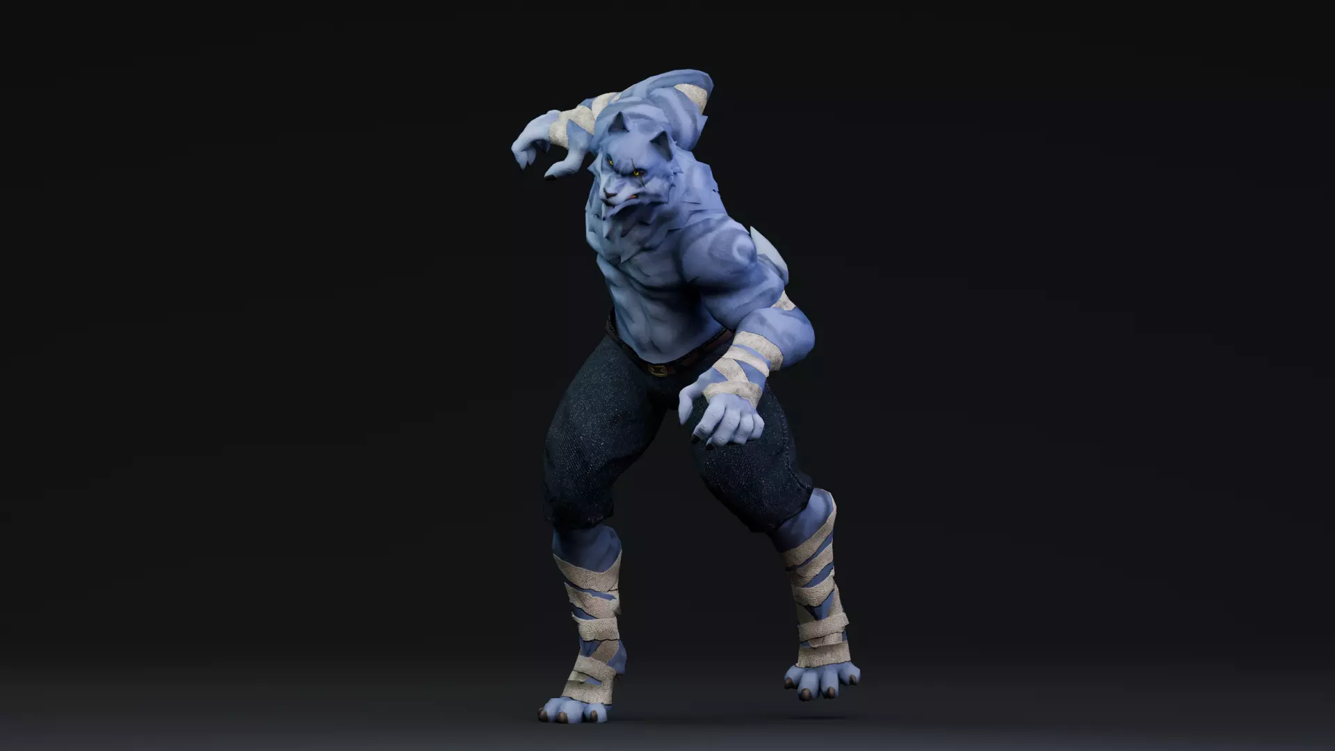 Halloween Characters - Werewolf  Low-poly 3D model_10