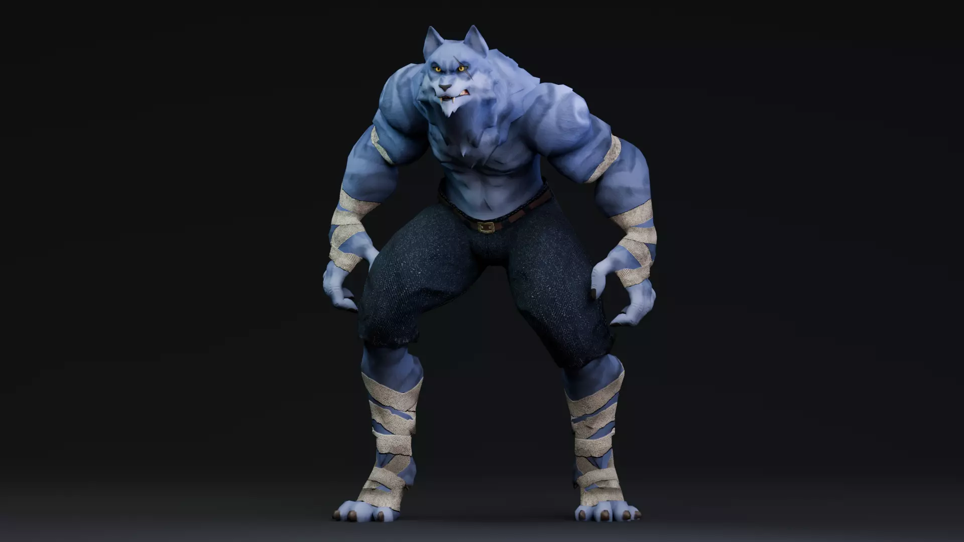 Halloween Characters - Werewolf  Low-poly 3D model_0