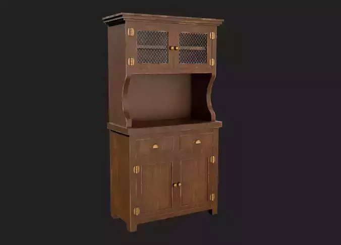 Wooden Kitchen Cabinet with Glass Doors