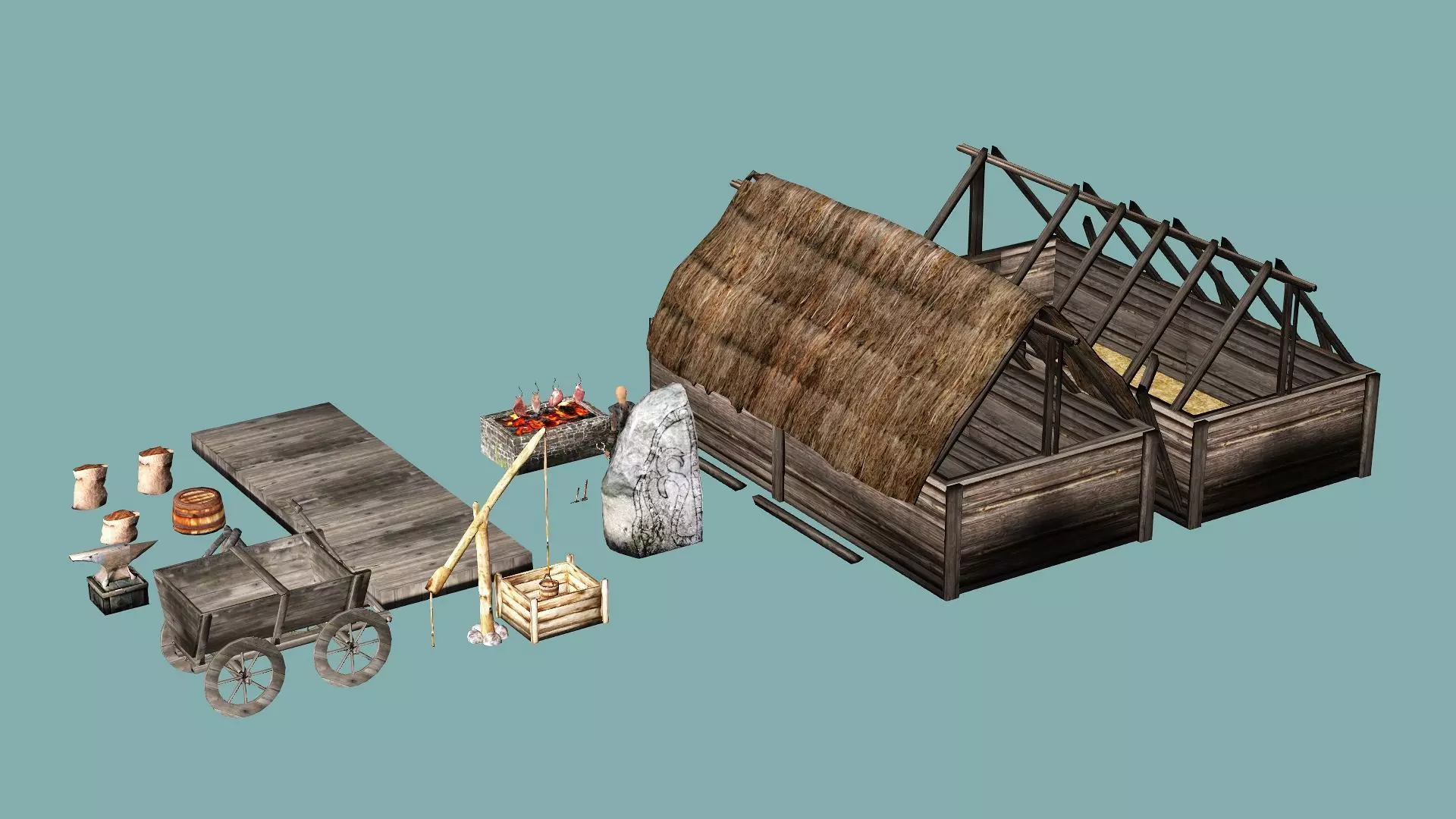 Medieval Exclusive Village Tools Pack 3D Model Low-poly 3D model_4