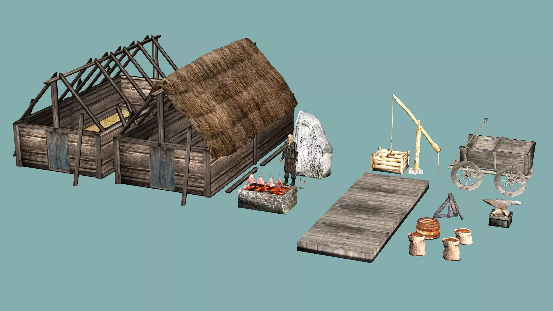 Medieval Exclusive Village Tools Pack 3D Model Low-poly 3D model_0