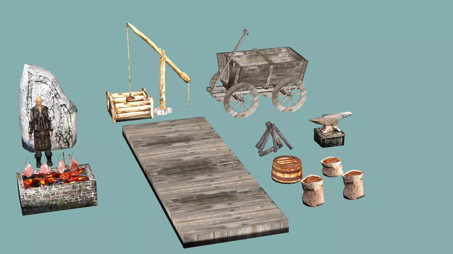 Medieval Exclusive Village Tools Pack 3D Model Low-poly 3D model_6
