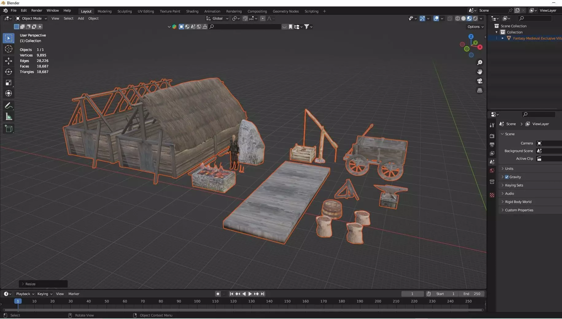 Medieval Exclusive Village Tools Pack 3D Model Low-poly 3D model_8
