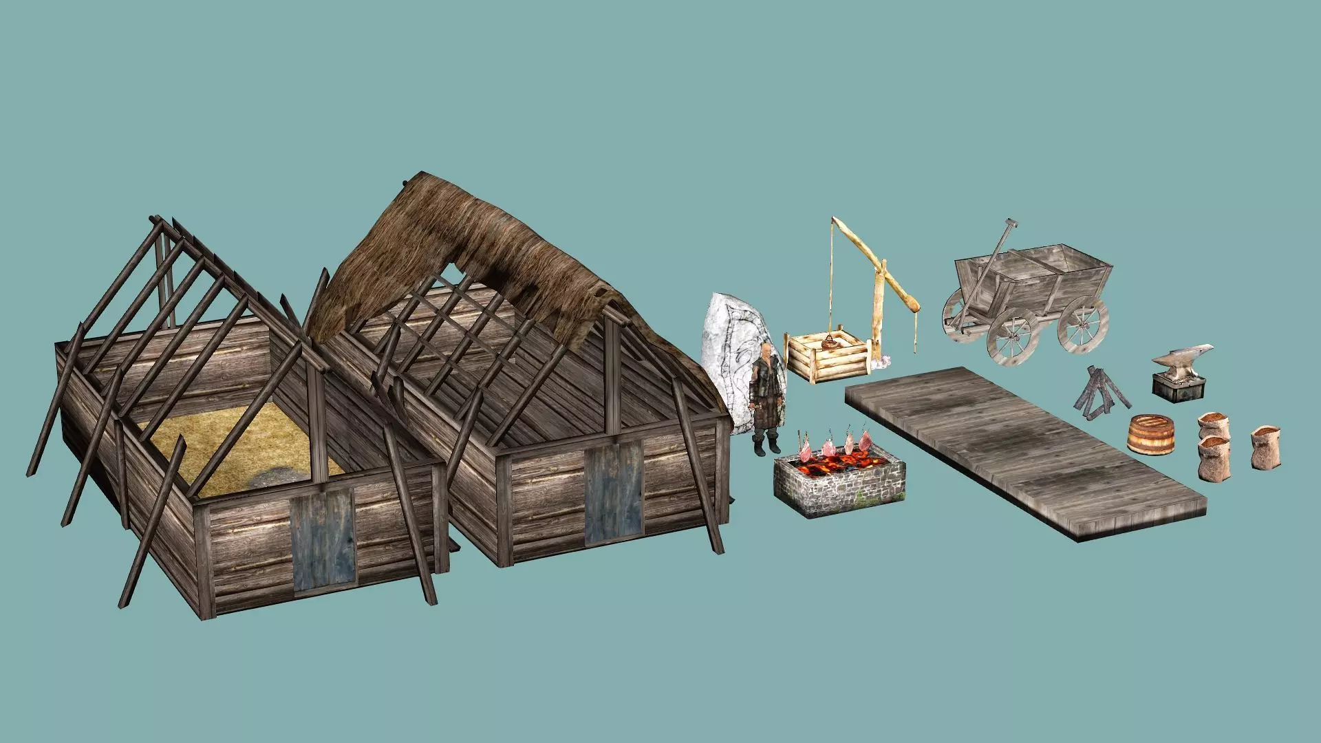 Medieval Exclusive Village Tools Pack 3D Model Low-poly 3D model_1