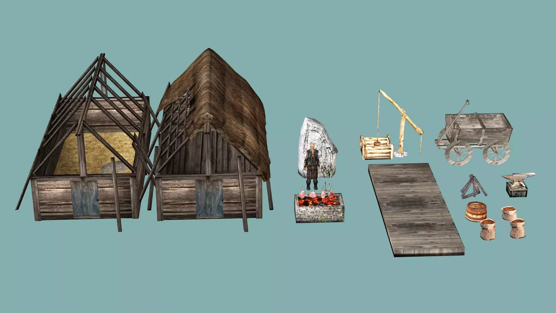 Medieval Exclusive Village Tools Pack 3D Model Low-poly 3D model_2