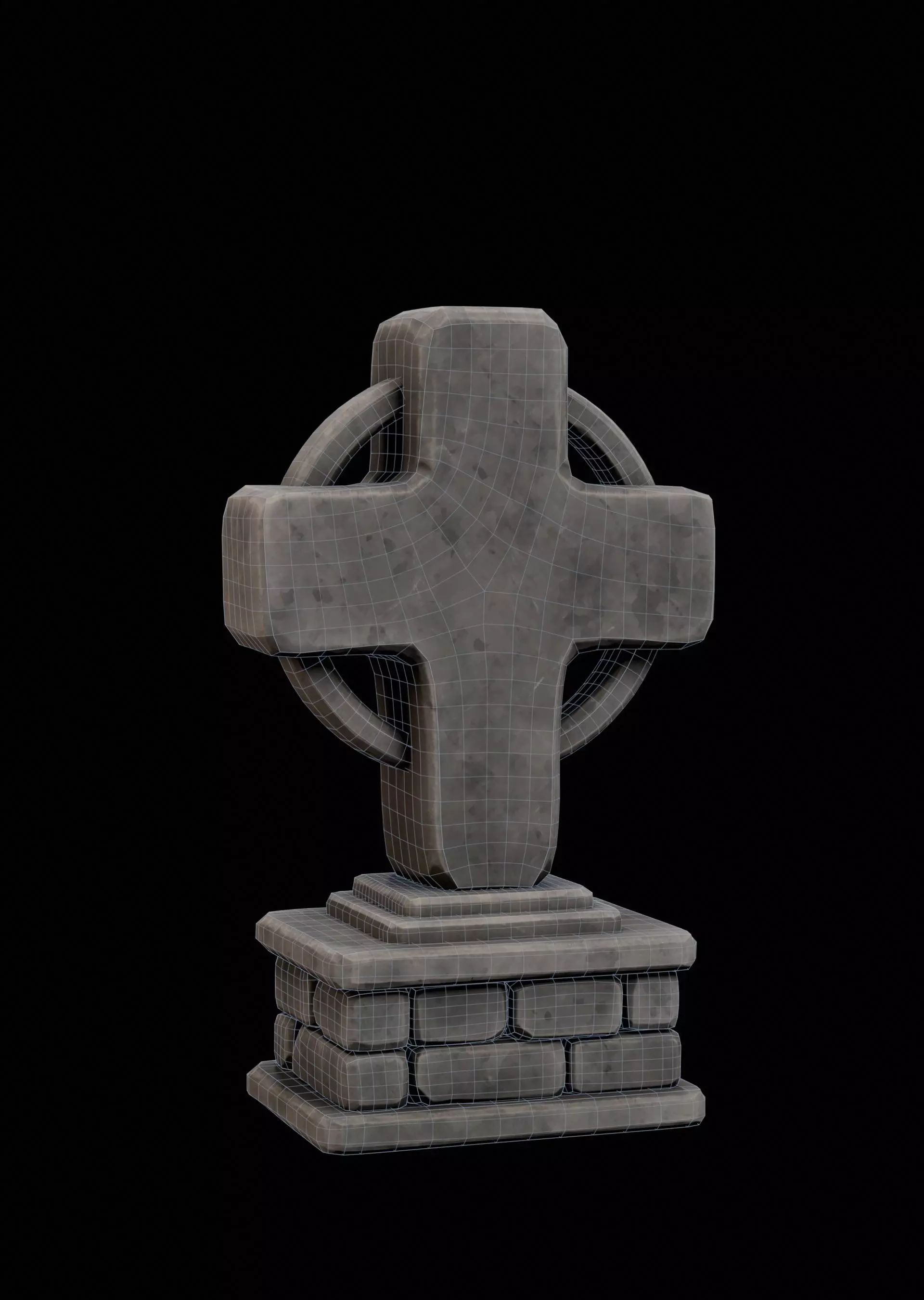 Headstone Low-poly 3D model_3