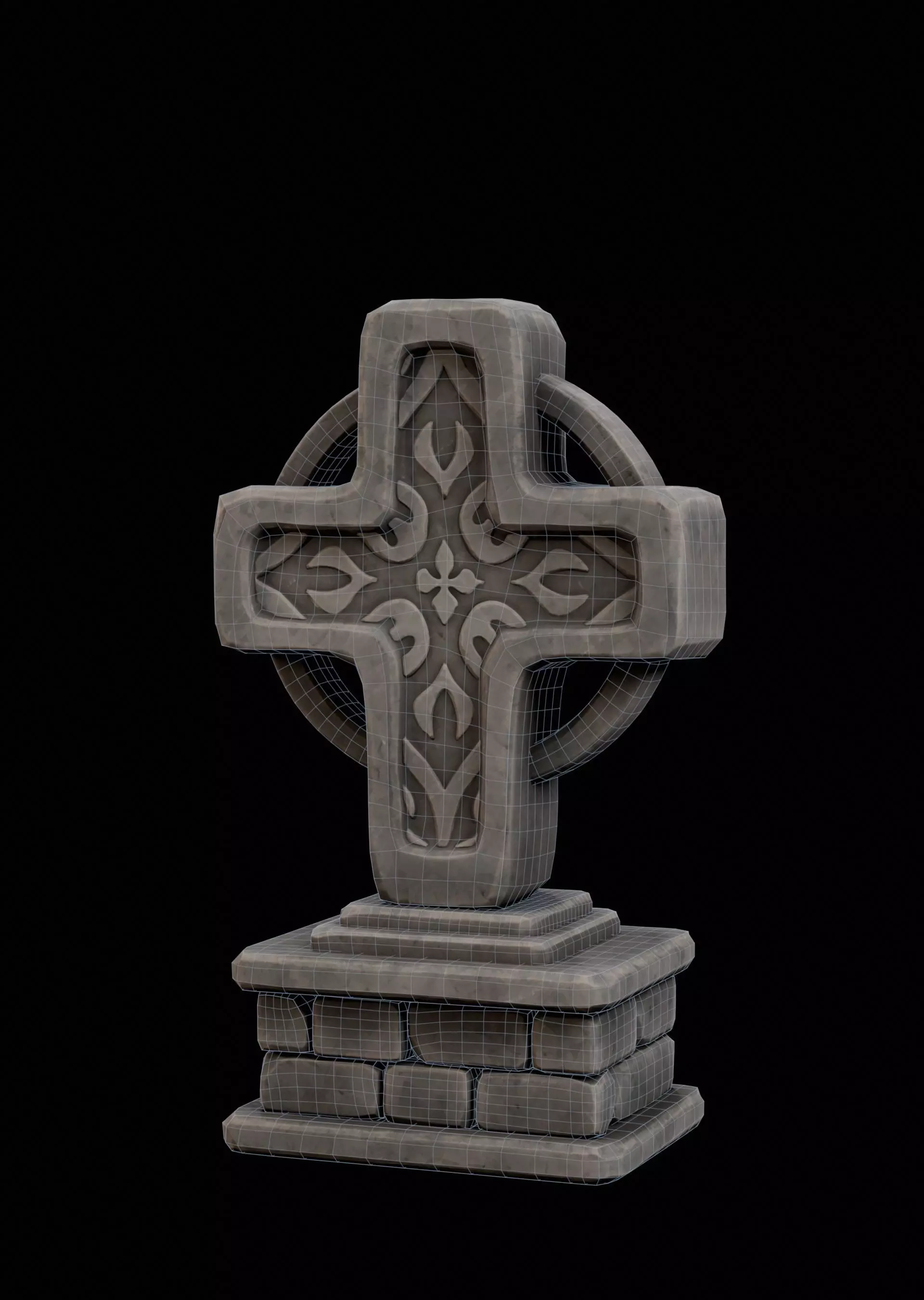 Headstone Low-poly 3D model_2