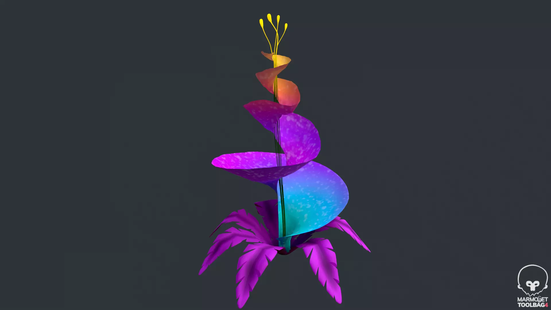 Stylized Flowers  Low-poly 3D model_3