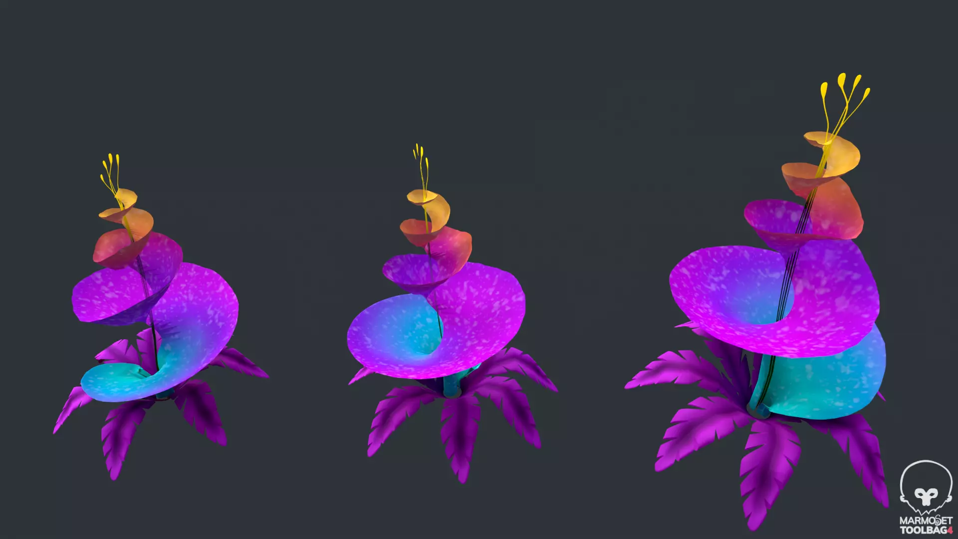 Stylized Flowers  Low-poly 3D model_4