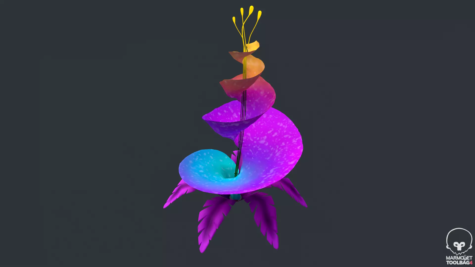 Stylized Flowers  Low-poly 3D model_0
