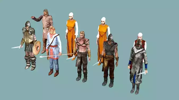 Medieval Exclusive Village People 3D Model