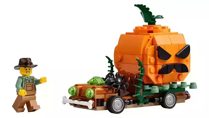 Wikibricks3D - 40822 Jack-O-Lantern Pickup Truck