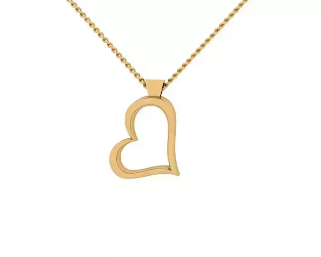 Minimal Heart Pendant 3D Model   Yellow Gold STL