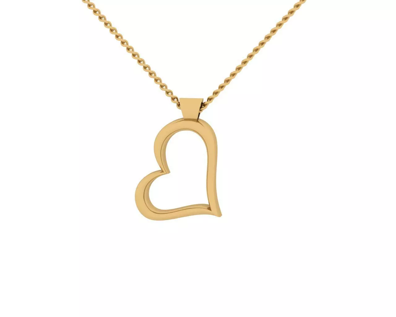 Minimal Heart Pendant 3D Model Yellow Gold STL Free 3D print model