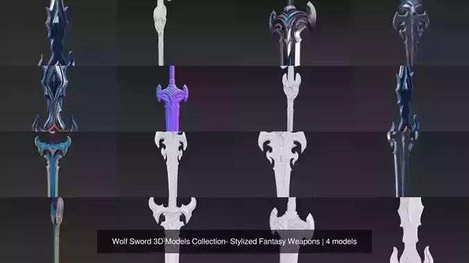 Wolf Sword 3D Models Collection- Stylized Fantasy Weapons 
