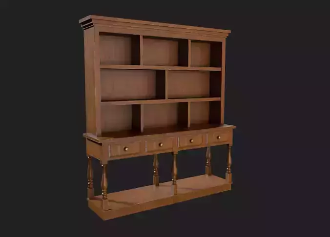 Vintage Wooden Shelf with Drawers