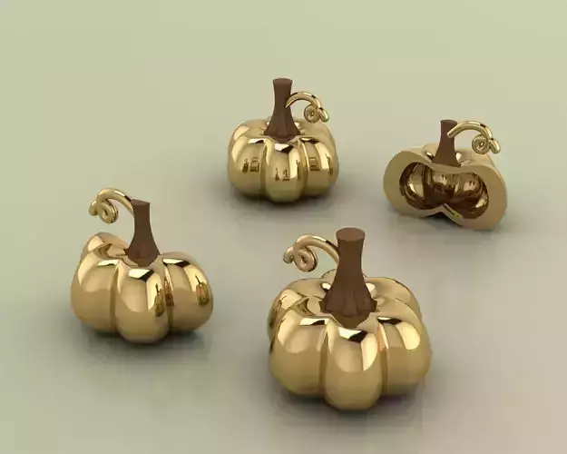 Pumpkin jewelry Charm and Pendant Set Solid and Hallow Versions 3D print model