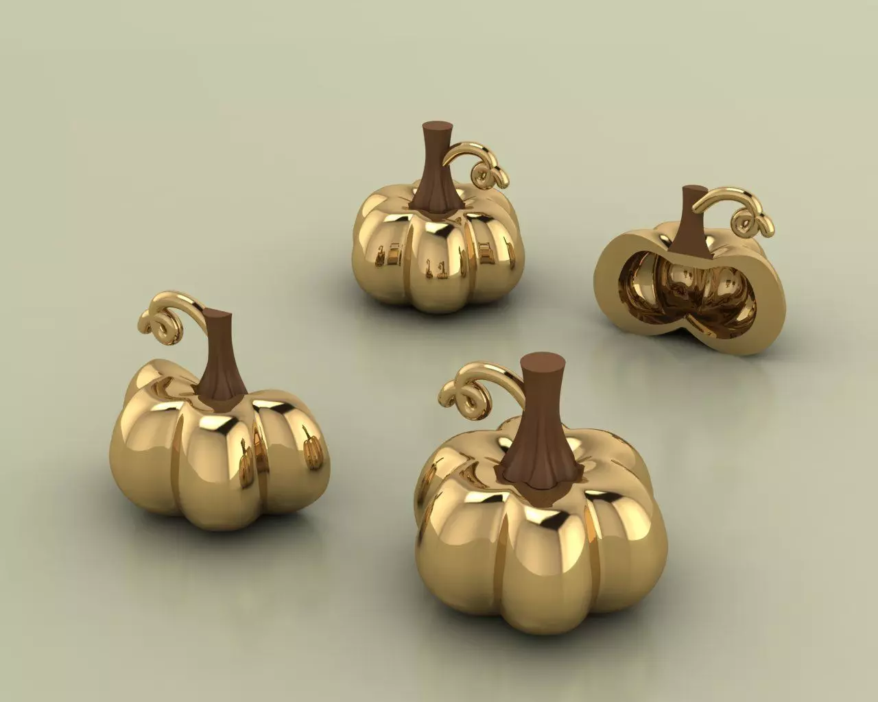 Pumpkin jewelry Charm and Pendant Set Solid and Hallow Versions 3D print model_0