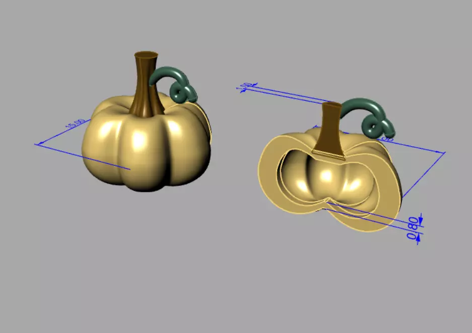 Pumpkin jewelry Charm and Pendant Set Solid and Hallow Versions 3D print model_2
