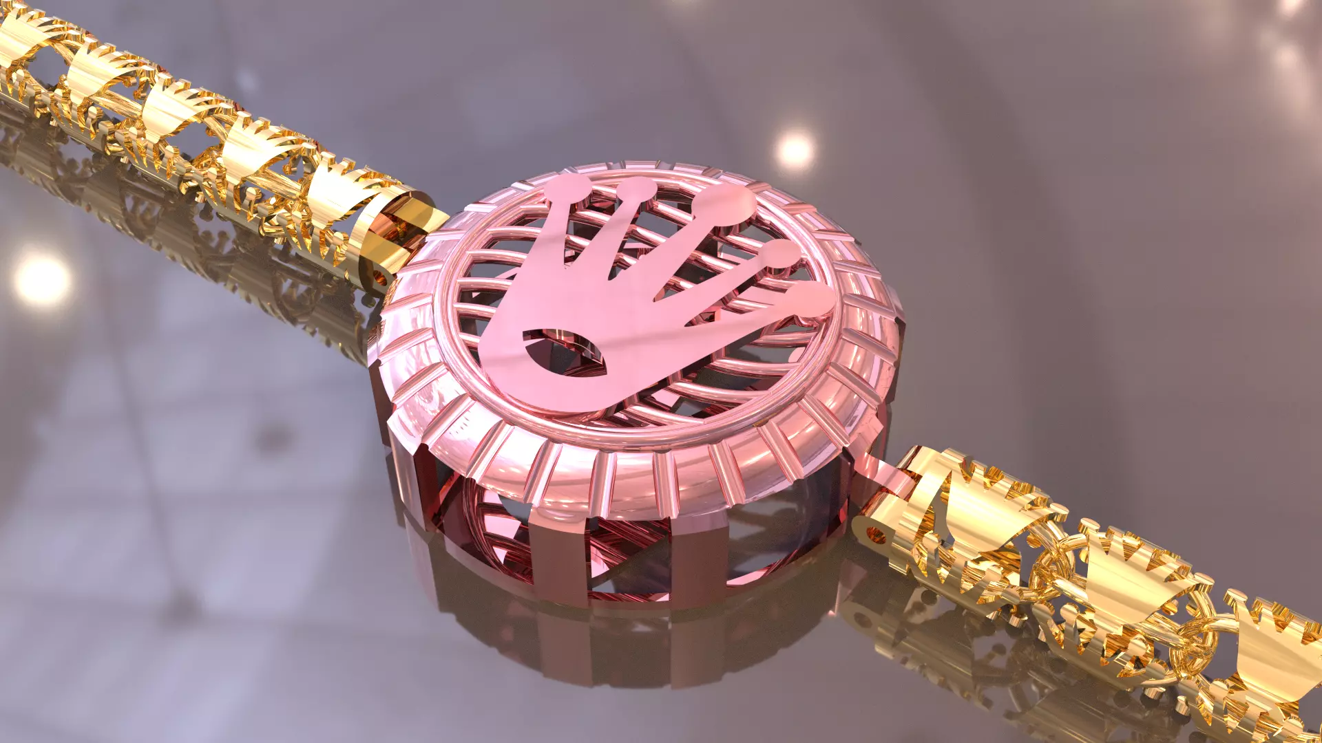 3d Rolex ring and bracelet 3D print model_3