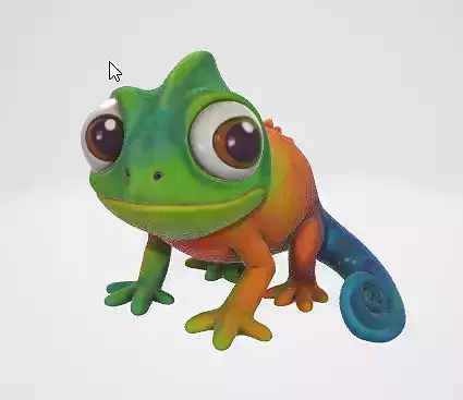 Cute Chameleon Figurine 3D Asset