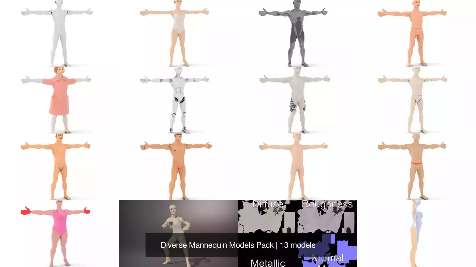 Diverse Mannequin Models Pack 3D Model Collection_0