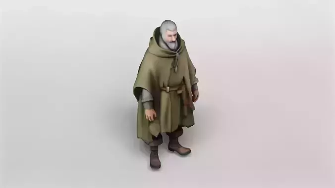 Medieval Elderly Wanderer 3D Model