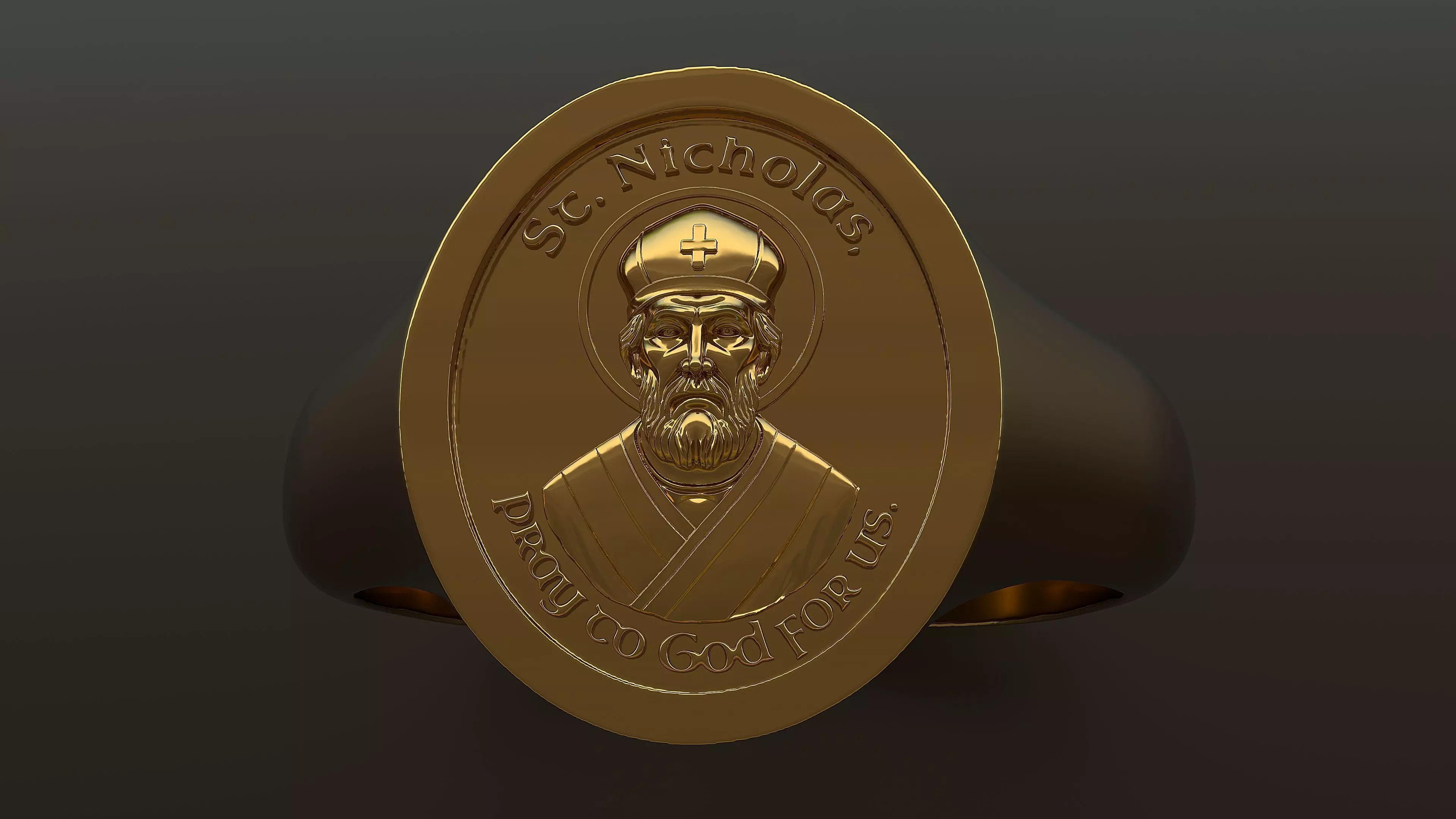 St  Nicholas Ring 3D Model for Silver or Gold Printing 3D print model_3