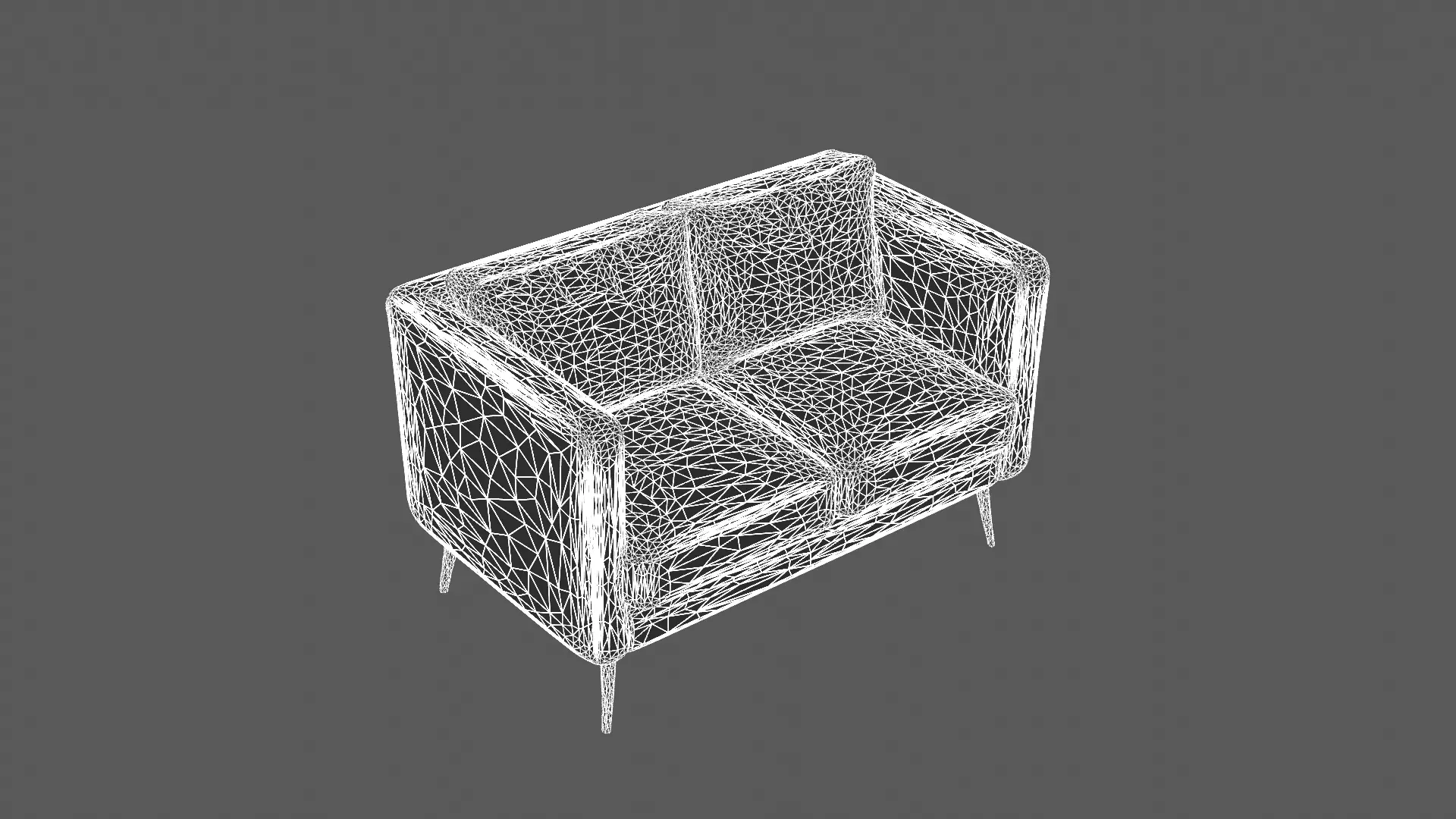 Modern Two-Seater Sofa with Metal Legs 3D model_5