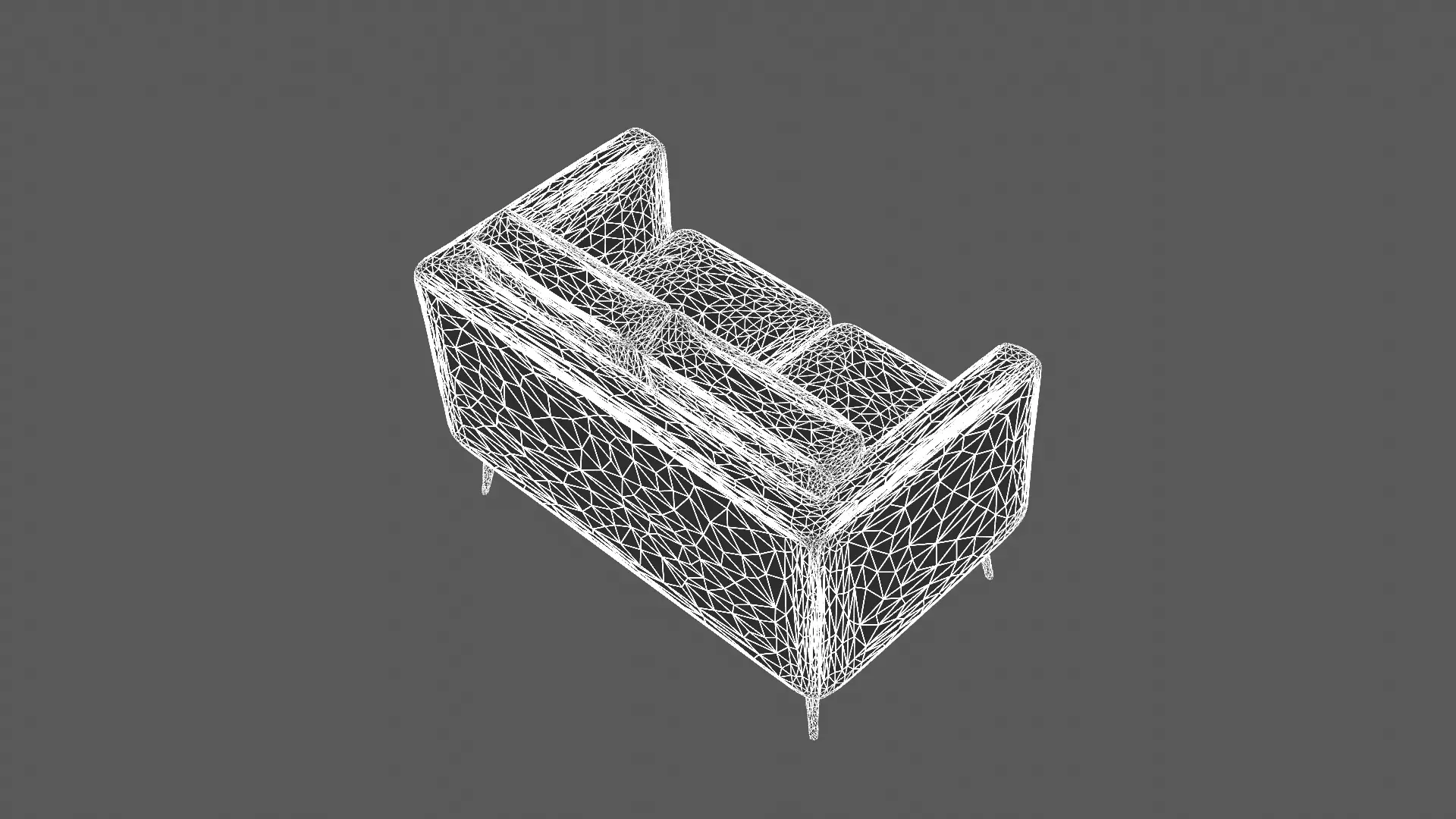 Modern Two-Seater Sofa with Metal Legs 3D model_9