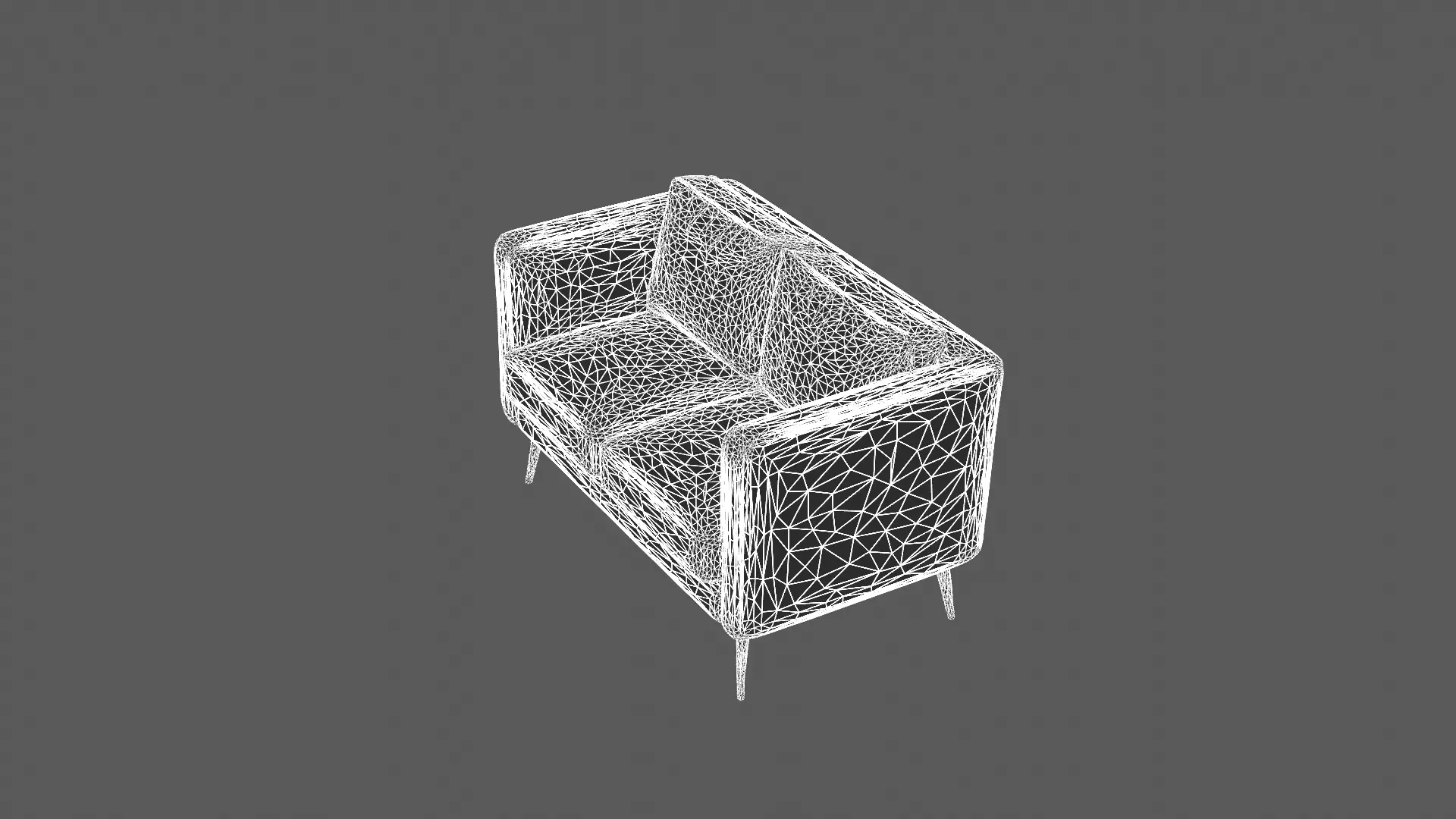 Modern Two-Seater Sofa with Metal Legs 3D model_7