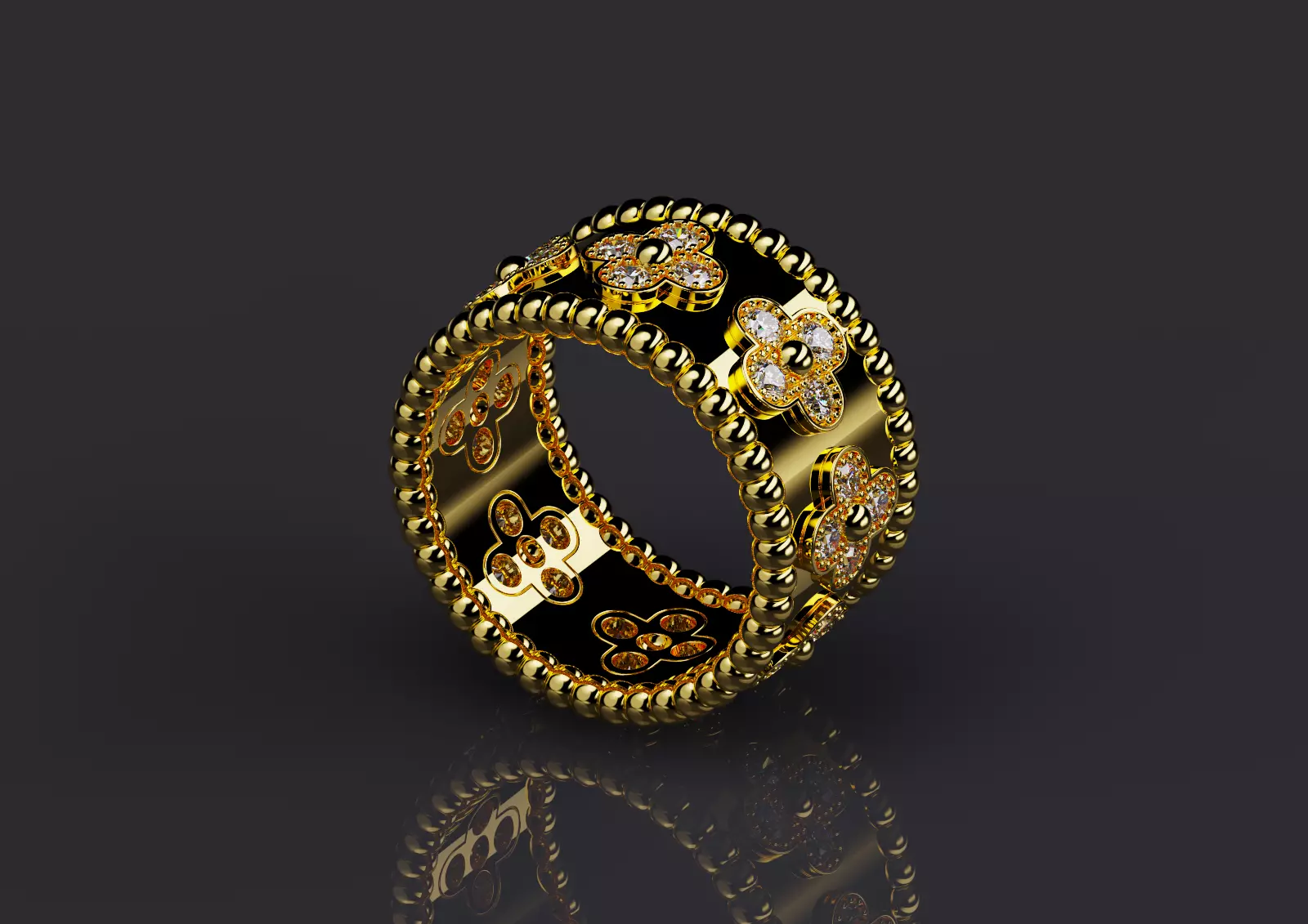 Perlee Clovers Rings Style All Sizes Collection Separate 3D print model_6