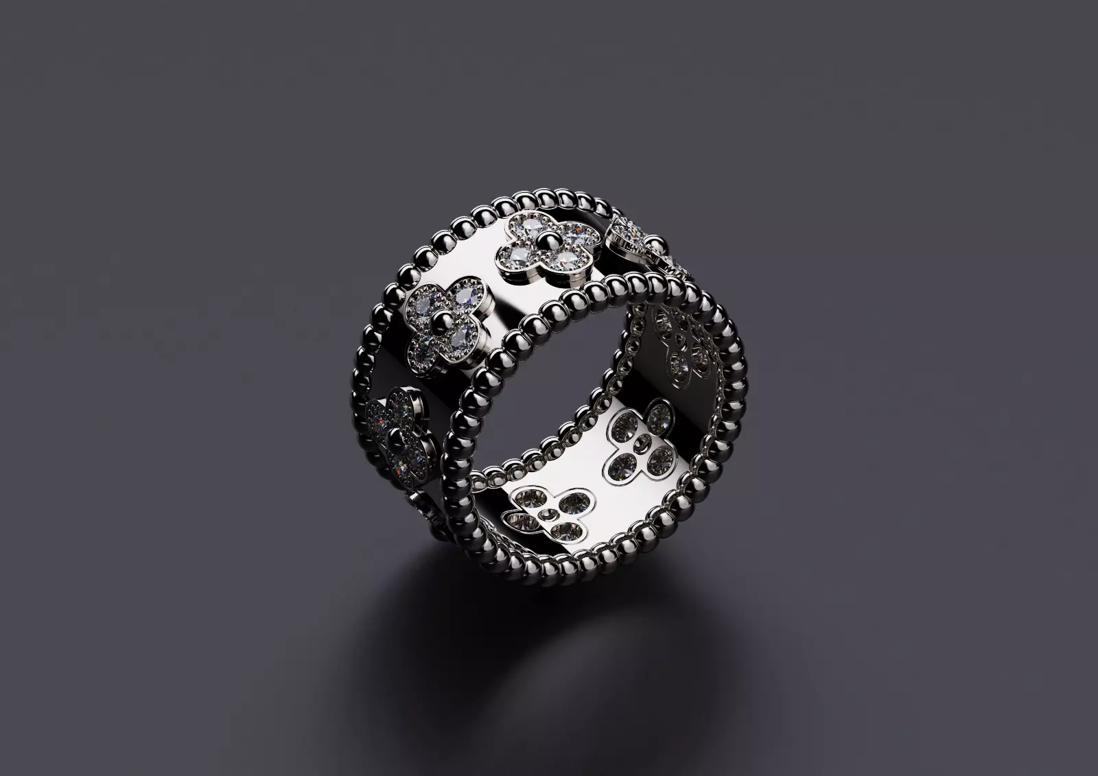 Perlee Clovers Rings Style All Sizes Collection Separate 3D print model_9