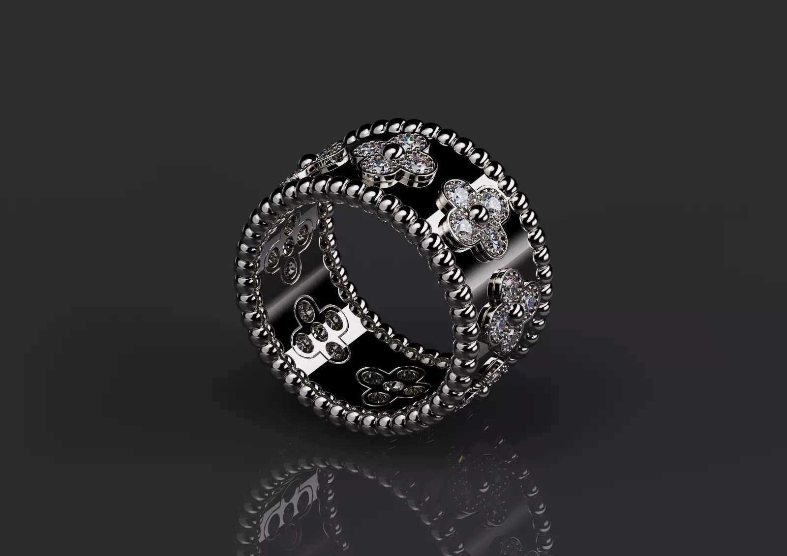 Perlee Clovers Rings Style All Sizes Collection Separate 3D print model_8