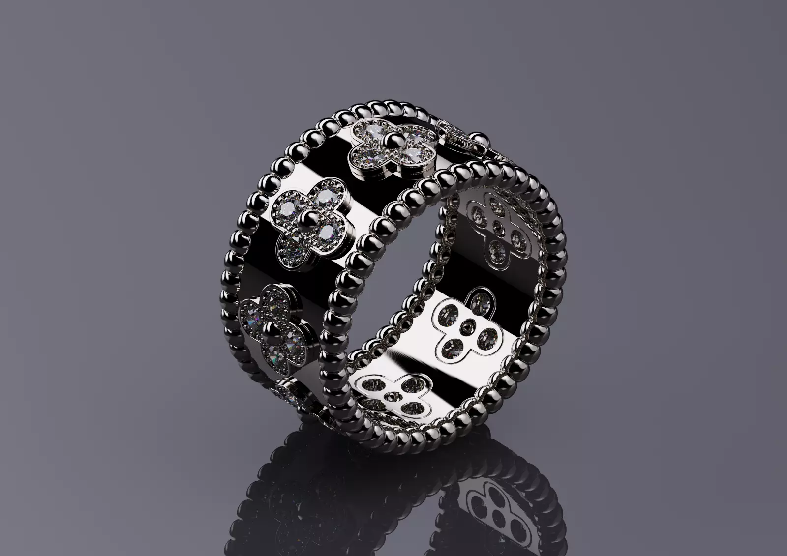 Perlee Clovers Rings Style All Sizes Collection Separate 3D print model_7
