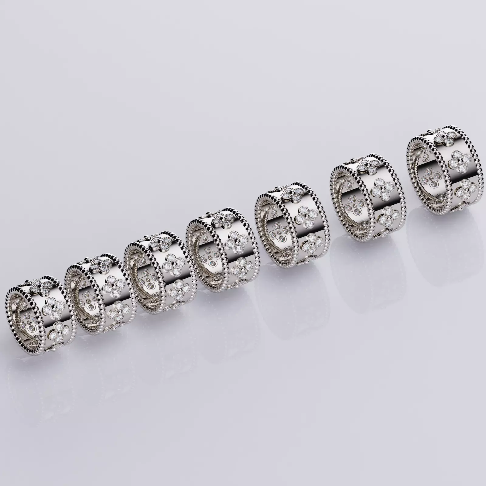 Perlee Clovers Rings Style All Sizes Collection Separate 3D print model_1