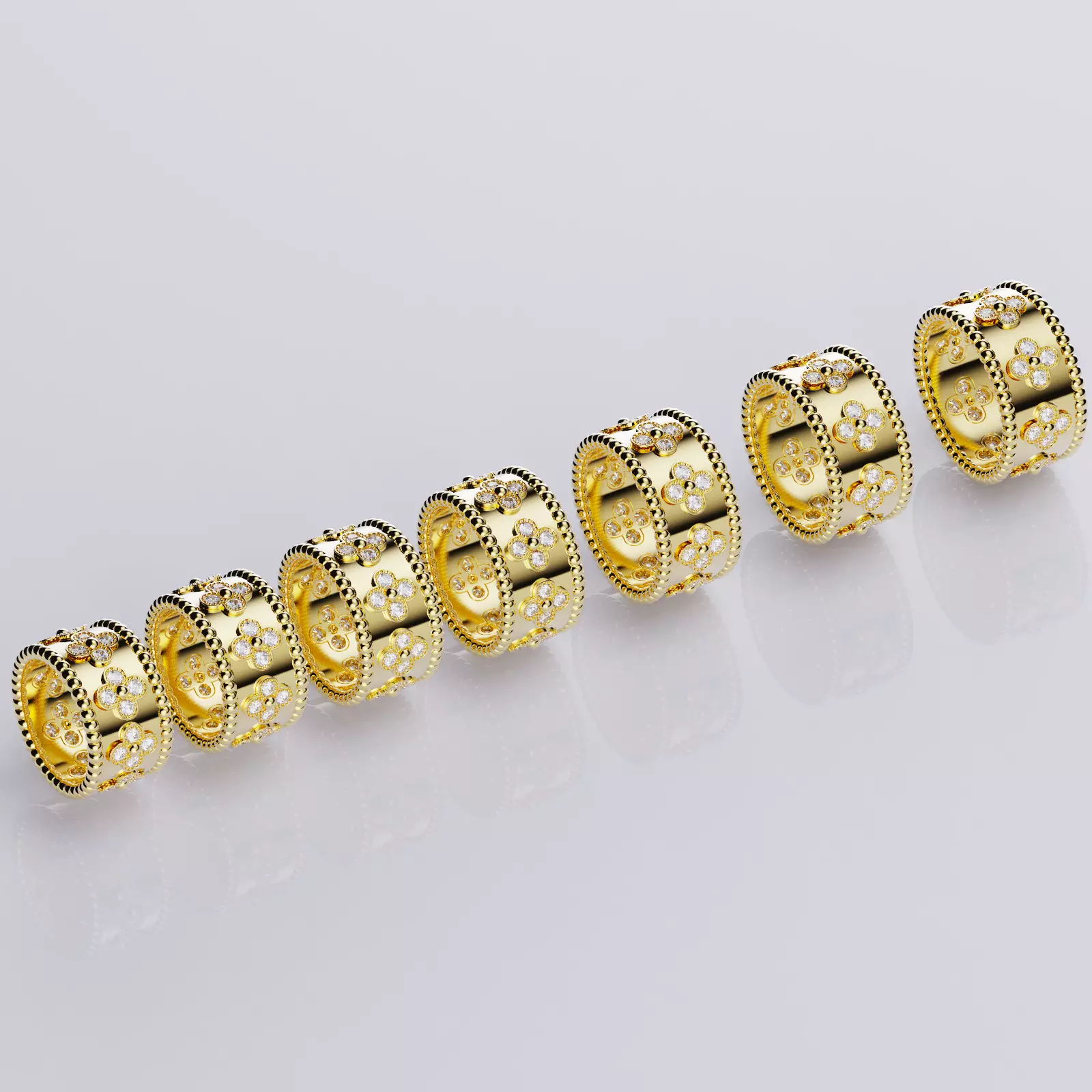 Perlee Clovers Rings Style All Sizes Collection Separate 3D print model_2